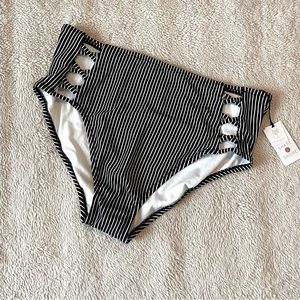 NWT Striped High-Waisted Bikini Bottoms | Women’s Size XL